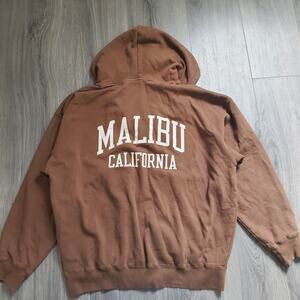 Brandy Melville Hoodie Womens Medium Brown Malibu California Zip Up Sweatshirt